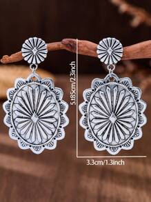 MONLOTTI 4 pièces/set Boucles d'oreilles pendantes rétro western, style cowboy avec motif géométrique et texture totémique, style bohème exagéré créatif, ensemble de bijoux pour femmes, cadeau de fête des mères