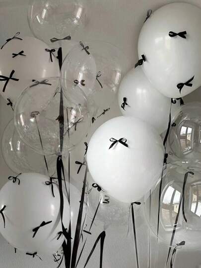 92/102 白色乳胶蝴蝶结气球，适用于单身派对装饰、蝴蝶结主题生日派对、新娘订婚装饰、可爱用品