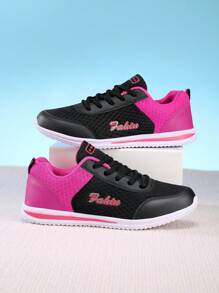 Sportowe trampki z oddychającej siateczki, miękka podeszwa, antypoślizgowe buty - Czarne - Zobacz 6