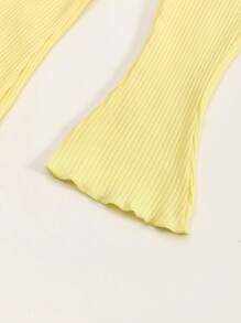 Conjunto de 2 piezas para niña bebé con diseño bordado de conejo amarillo, Serie adorable, perfecto para Pascua - Amarillo - Ver 8