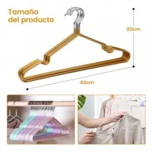 Set De 10 Ganchos Para Ropa, Metal Y Pvc - Blanco - Ver 4