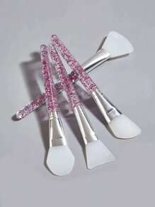 Set de 4 piezas de brochas de silicona para mascarillas faciales, perfectas para aplicar máscaras de lodo, arcilla y carbón, set de brochas para mascarillas faciales con purpurina - Multicolor - Ver 2