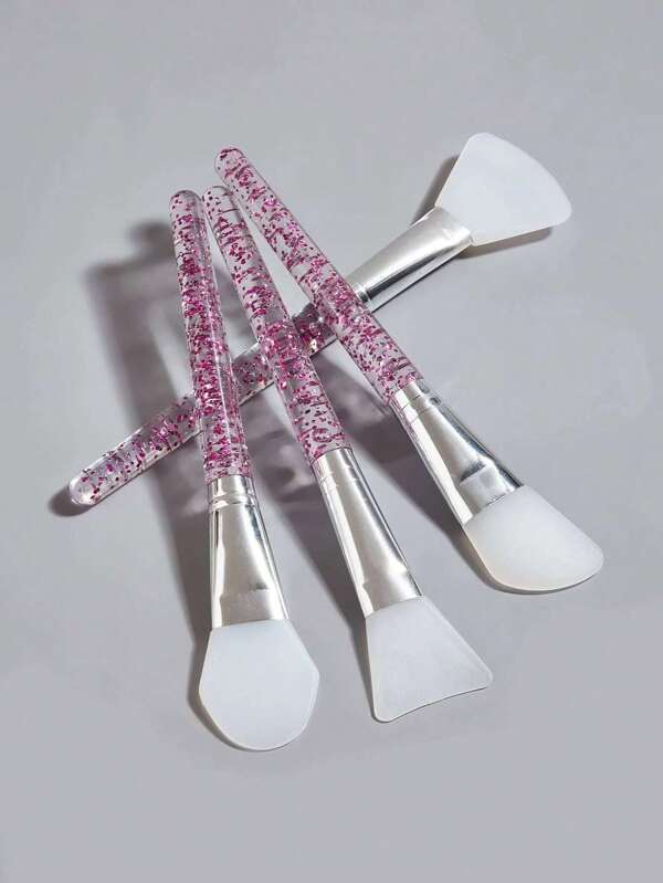 4pcs Silicone Facial Mask Brushes Perfect For Applying Mud, Clay & Charcoal Masks Glitter Facial Sheet Brush Set