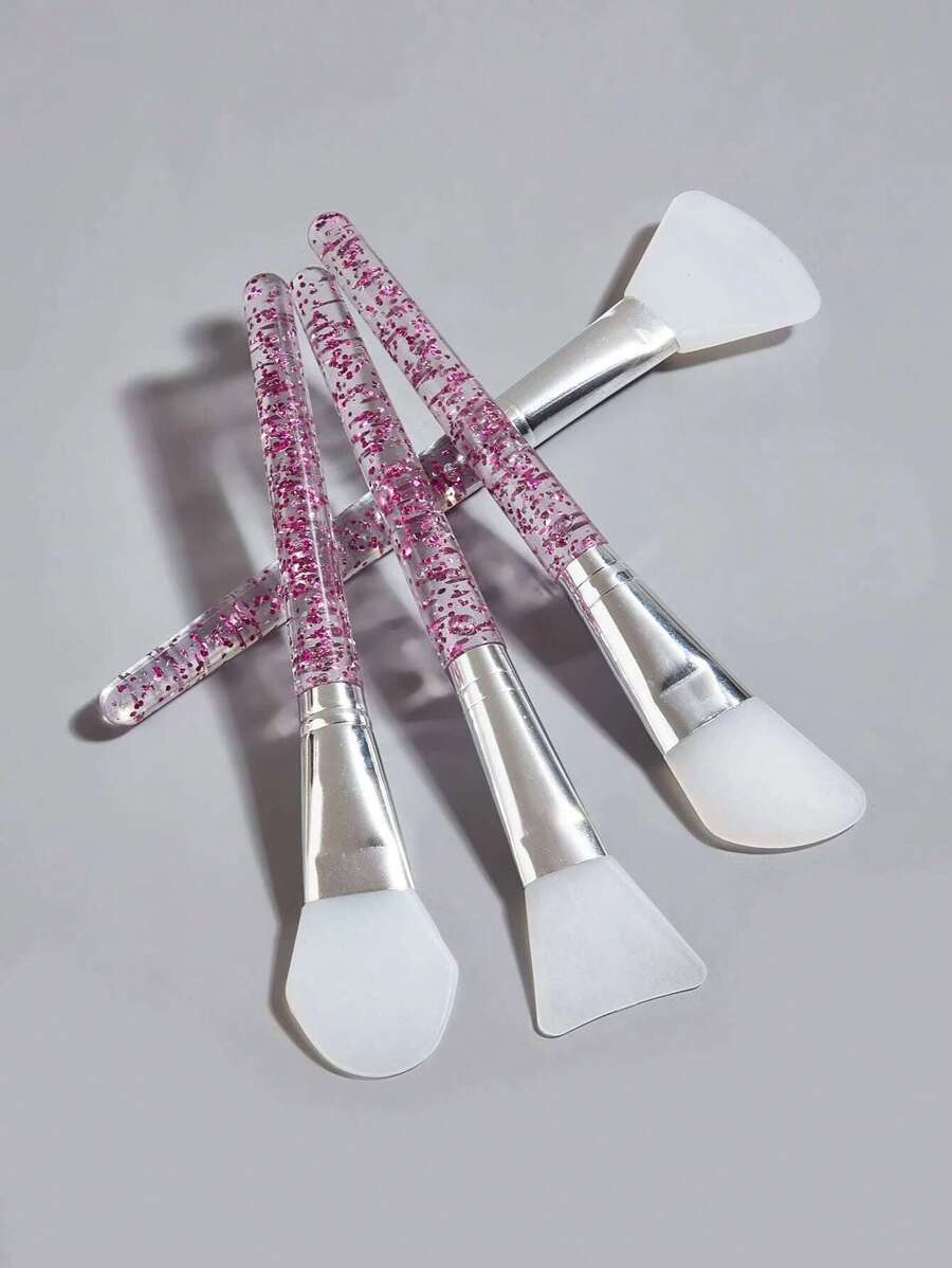 4pcs Silicone Facial Mask Brushes Perfect For Applying Mud, Clay & Charcoal Masks Glitter Facial Sheet Brush Set - Multicolor - View 1