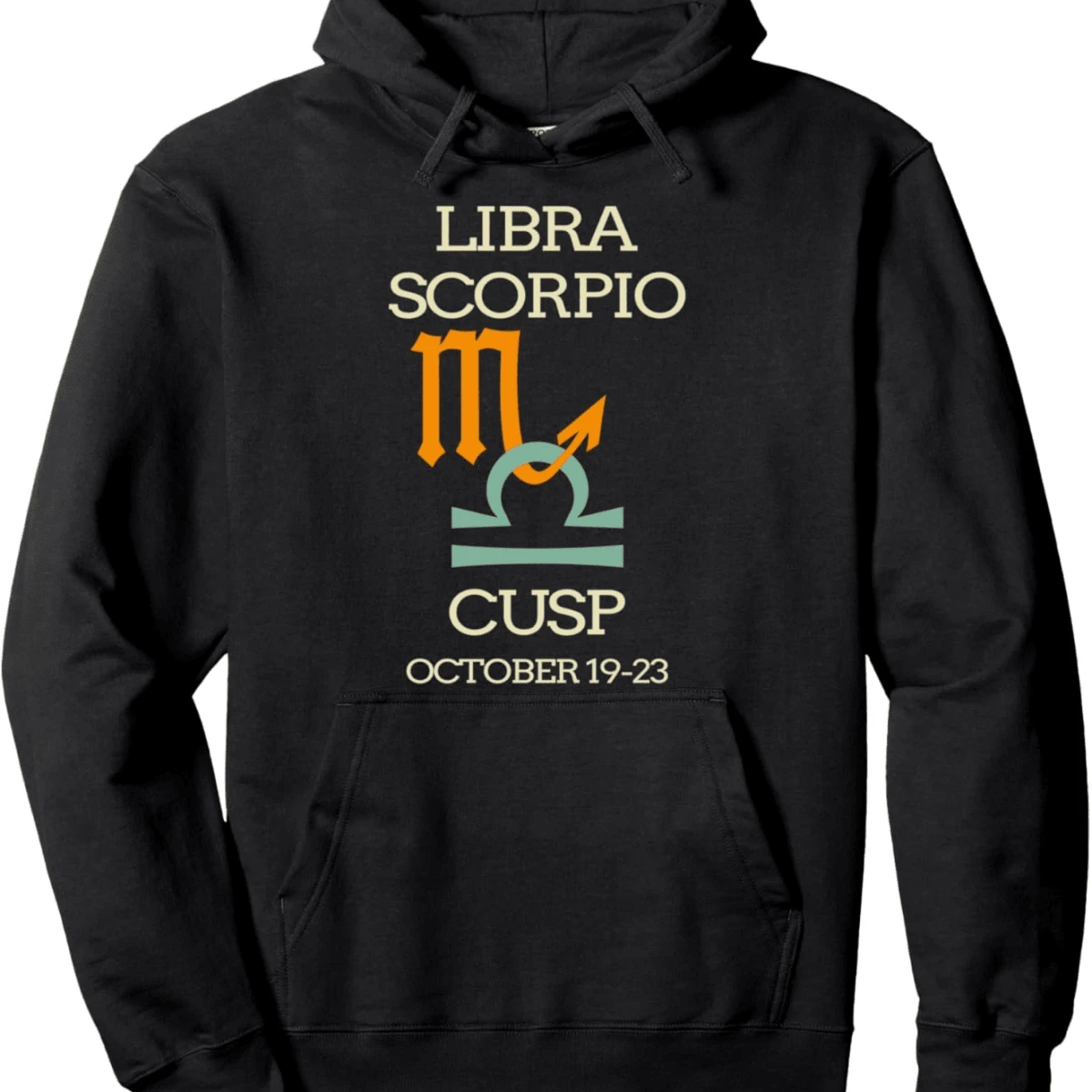 Libra Scorpio Cusp Zodiac Horoscope Pullover Hoodie - Black - View 1