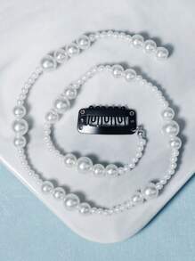 1pc/6pcs Faux Pearl Hair Clip Braiding Clips Long Hair Extension Chain DIY Accessories Fashion Hair Band Masquerade Accessories For Women, Head Chain, Head Pieces Jewelry