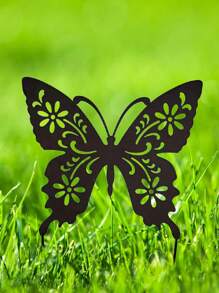 CIFbuy 1 件蝴蝶形金属地插装饰，适用于庭院、花园、草坪等各种户外场景。金属地插装饰，金属花园装饰。 - 黑色 - 查看 4