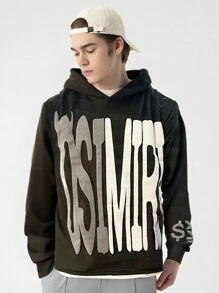 字母印花连帽衫 套头衫 卫衣 原宿风 星星夹克 街头服饰