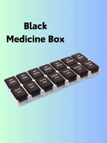 1PC 创新彩虹黑白透明盖子设计大容量7天14隔间AM/PM迷你隔间彩色组合药丸收纳盒，可拆卸每周药丸盒，便携式多色可分离维生素及补品储存盒，每日定时提醒，健康管理助手，家庭必备药盒，便携式个人药盒 - 彩色 - 查看 12