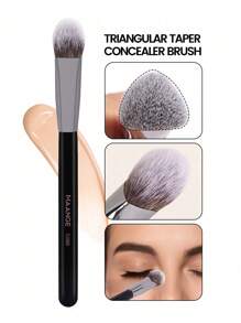 MAANGE 1pc Triangle Brush, Protable Smudge Cosmetic Brush Makeup Brush With Foundation Brush Blush Brush Loose Powder Brush Contour Brush Highlighter Brush Makeup Tools Gift For Women & Girl Travel Makeup Brush ﻿ - 黑色 - 查看 10