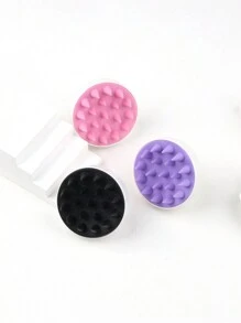 1pc Wheat Straw Silicone Hair Brush Massage ScalpHead Cleaning Brush, Gentle Hair Care Massage Shampoo Brush,Elastic Massage,Promote Circulation, Shower Brush, For All Hair Types - Multicolor - View 2