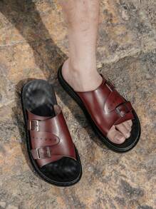 Neue Herren Strand-Style leichte, lässige flache Gleitschuhe - Rotbraun - Übersicht 4