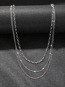 Aomogo 1 chiếc vòng cổ nhiều lớp hình học sang trọng kiểu Âu Mỹ bằng thép không gỉ, thích hợp cho phụ nữ đeo hàng ngày. - vòng cổ - Xem 5