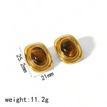 VKHK 1 Paar 18K vergoldete Edelstahl Ohrringe mit Natursteinen und Kunstperlen, geeignet für Damen Alltag und Hochzeit, Geschenk