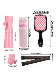 1/2/3/4/5/6/7/9/12 件发刷套装，（6.8 盎司/200 毫升）连续细雾喷雾瓶，适合成人和女孩头发独角兽卡通顺发刷、梳理刷，适用于发型设计、美发师 - 粉色 - 查看 11