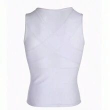 Men Tummy Control Slimming Body Shapewear Gynecomastia Compression Vest Zip Up Shirt Tank Tops Solid Zipper Sports Tank Tops Undershirt - White - View 9