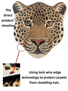 1pc Soft Fuzzy Plush Animal Shaped Rug, Asymmetrical Shaped Carpet, Lounging Rug, Leopard/Tiger Print Carpet, Washable Non-Slip Mat - Yellow 002 - View 3