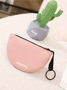 1PC Customizable Litchi Pattern PU Soft Leather Semi-Circular Coin Purse Creative Key Coin Bag For Women And Men - Multicolor - View 4