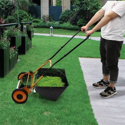 Quiltern 16-Inch Manual Push Reel Mower (Aluminum Wheels), Two-Wheel Home And Villa Lawn Push Reel Mower