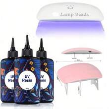 Resin Jewelry Making Kit, 300g Crystal Clear Resin With Ligh, DIY Jewelry Making Resin Kit, Resin Starter Kit For Keychain And Earring Making - Purple - View 1