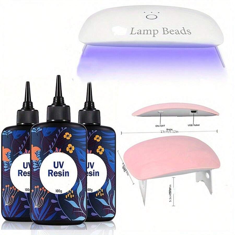Resin Jewelry Making Kit, 300g Crystal Clear Resin With Ligh, DIY Jewelry Making Resin Kit, Resin Starter Kit For Keychain And Earring Making - Purple - View 1