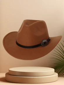 1 件男女通用纯色圆形金属扣西部牛仔帽，适合外出、旅行、休闲、派对、节日、日常使用 - 彩色 - 查看 21