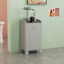 HOMCOM Cesto de lavandería abatible de 31", organizador independiente del hogar, gabinete de almacenamiento para el baño, color gris - Gris - Ver 4
