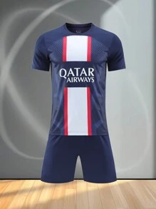 Conjunto de traje de fútbol del equipo Paris, incluye el mismo estilo que el traje de fútbol de Messi N.°10 de París. Personalizable con número, nombre y logotipo del equipo para hombres.
