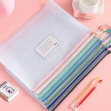 1个A4透明网袋加厚防水试卷收纳袋文件袋拉链袋档案材料袋