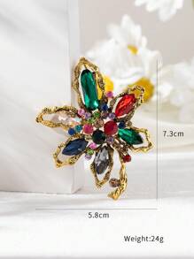 1 bucă broșă cu cristale în stil baroc vintage, material din aliaj, colorată, accesoriu de modă de lux de ultimă generație pentru costum, jachetă, rochie