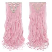 24inch/60cm Thick 8Pieces/Set Clip In Hair Extensions Long Curly Synthetic Hair Piece Silk Fiber Double Weft Wave Hairs Heat Resistant Natural 8Pcs Wavy Hairpieces Ombre Highlight Mix Pure Colors For Women Daily Party Festival Gift