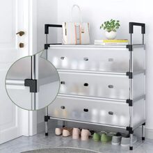 NetHong 4/5/6/7 Tier Cabinet Storage Organiser Shoe Rack Stand Holder W Dust-Proof Cover,Doorway Simple Shoe Rack,Space Saving Storage Rack,Hallway Aisle Entryway Storage Shoe Cabinet,Easy Installation - Black - View 9