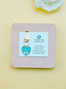 1pc Handmade Mini Alloy Dripping Oil Heart Evil Eye Keychain, Charm Lucky Keyring - Multicolor - View 10