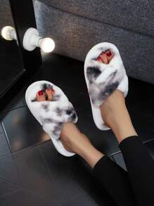 Ciabatte incrociate morbide e imbottite da donna, pantofole soffici e calde con punta aperta, comode da indossare sia in casa che all'esterno, traspiranti - Multicolore - Visualizzare 2