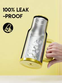 40oz Handled Vacuum Insulated Water Bottle, Leak-Proof Lid & Straw, Stainless Steel Travel Thermos Cup, Keeps Cold 24hrs Or Hot 10hrs (Gold Feather Texture) - Gold - View 4