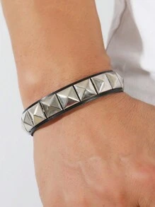 Xiacheng 1/6/9件套铆钉手链，黑色皮革铆钉朋克手链，袖口缠绕式手链，金属扣腕带，男女通用 - 彩色 - 查看 11