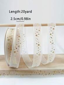 1 rotolo da 20 iarde di nastro dorato a stelle, cordino per confezioni regalo, per decorazioni di compleanni, fiocchi per capelli, forniture per feste, artigianato fai-da-te