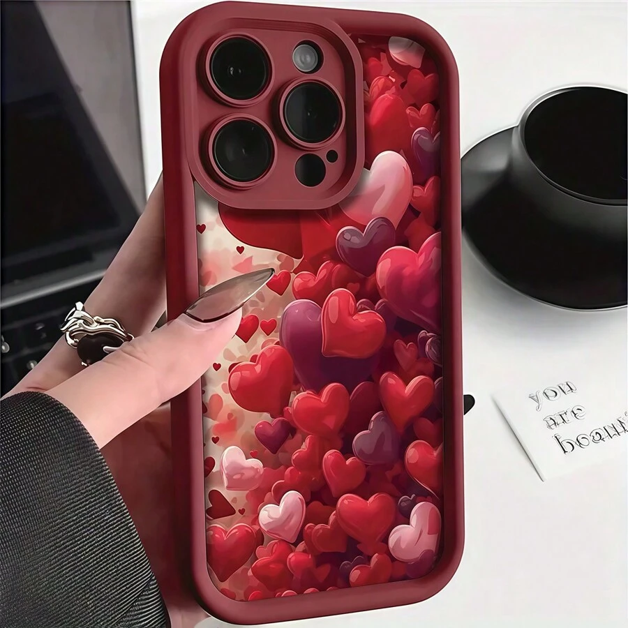 1 szt. Czerwony balonik z grafiką mrożonego etui na telefon, spersonalizowane, kompatybilne z iPhone 16 Pro Max, 15/14 Plus, 13, 12, 11, odpowiednie do serii