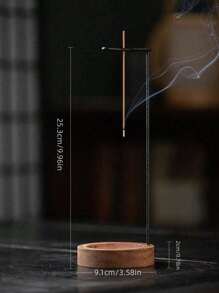 Porta-incenso de metal com flor de lótus e suporte minimalista de madeira, adequado para incensos em bastão e cone, cinzeiro e porta-velas multifuncionais, decoração de aromaterapia interna para meditação, ioga, casa, adequado para Natal, Halloween, Páscoa