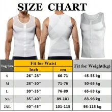 Men Tummy Control Slimming Body Shapewear Gynecomastia Compression Vest Zip Up Shirt Tank Tops Solid Zipper Sports Tank Tops Undershirt - White - View 10