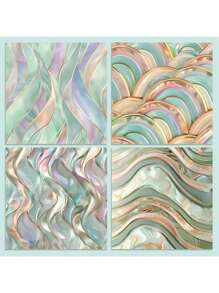 8 Sheets Green Laser Scrapbook Paper, Sea Shell Shape Scrapbooking Supplies,Craft Paper,Junk Journal Paper,Decoupage Paper For Bullet Journal,Card Making,DIY Art Crafts Collages,School Supplies,Back To School - Multicolor - View 6