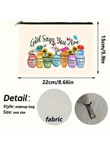 God Says You Are 印花化妆包化妆包，女士可爱旅行包，旅行必备轻便化妆品收纳包，多功能零钱包，波西米亚风