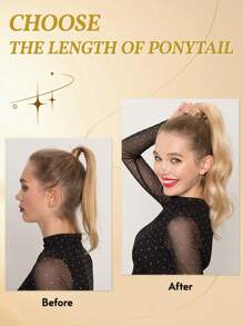 4#/27/4# Ombre Medium Brown To Strawberry Blonde 100% Human Hair Ponytail Extensions, Long Straight Wrap-Around Ponytail, One-Piece Human Hair Hairpiece, For Women - S4/27/4 - View 10