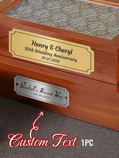 1pc Custom Engraving Text Plaque, Personalized Wedding Memorial Plaque Customized, Anniversary Plaques Personalized Engraved, 2 Sizes S/M, 3 Colors Silver/Gold/Black, Custom Plate With Adhesive Backing Or Screws, Engraved Plaque For Doors,Slow Summer Living,Customized Signs & Plaques,Home Refresh
