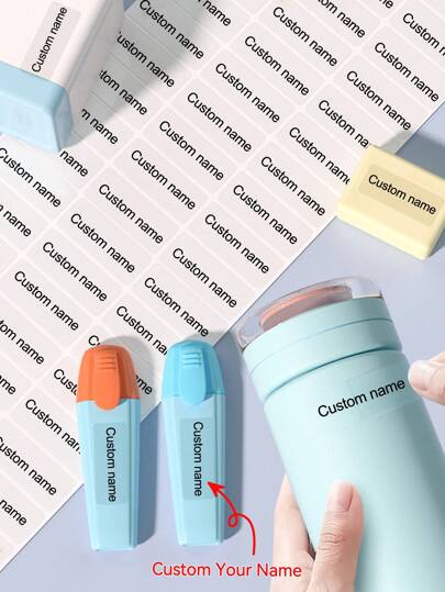 Customized Transparent Name Labels - Customizable Text Name Labels, Waterproof, Personalized PET Material, Various Packaging Options 30/60/120/240/360 Degree480 Sets, Suitable For File Organization, Numbering, School And Office Supplies, Water Bottles, Lunch Boxes, Daycares, Preschools And School Item Waterproof Sticker Labels, Customizable Waterproof Self-Adhesive Labels