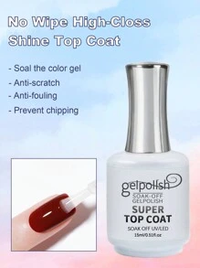 2支15毫升免擦拭凝胶底油和面油套装，光泽亮丽，持久耐用，适合家庭美甲沙龙DIY美甲。 - 無色 - 查看 4