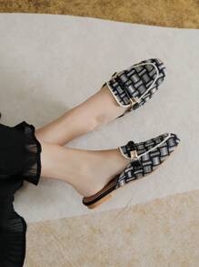 Mengshangli Women's Fashionable Mule Slippers, Backless Flat Slip-On Sandals