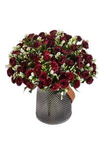 1 件人造玫瑰花束婚礼装饰、家居、餐厅、卧室、花瓶装饰、节日生日派对配件、婚礼场景布景装饰、鲜花、情人节礼物、新年 DIY 材料 - 紅色 - 查看 1