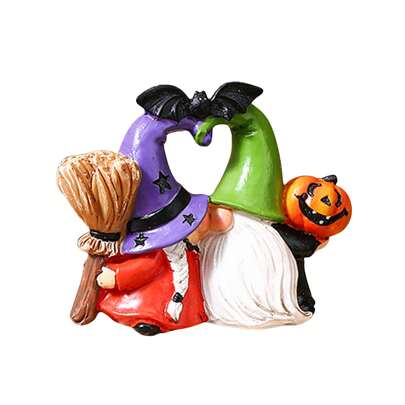 Pumpkin Dwarf Elf Ornament Male Female Heart Embrace Statue Ornament