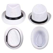 Panama Style Fedora Straw Sun Hat With Leather Belt Womens Fedora Hats For Women Dress Hats Women Hats Fashion Straw Fedora - 白色 - 查看 4